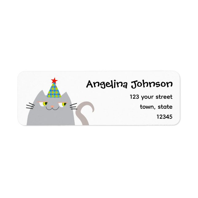 Funny Party Cat Return Address (Front)
