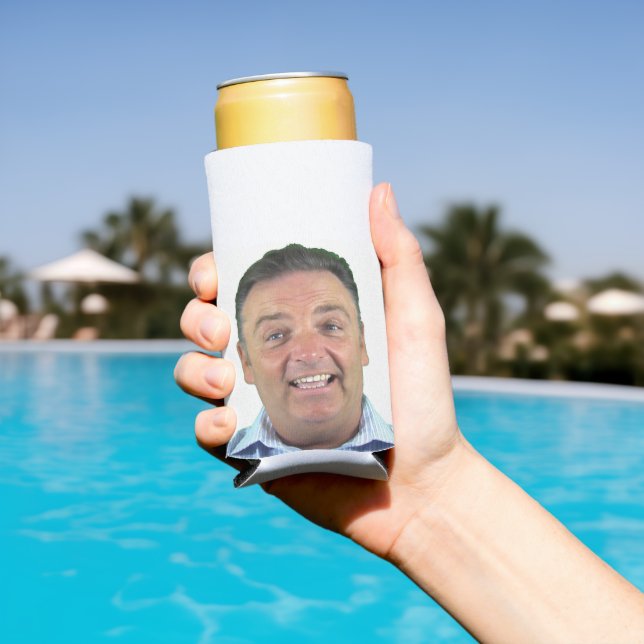 Funny Party Custom Photo Can Cooler Sleeve - Slim (In Situ Pool)