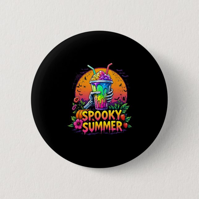 Funny Party Spooky Summer Drinks Summerween Vibes  6 Cm Round Badge (Front)