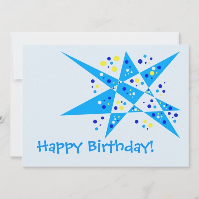Funny Party Star and Dots Abstract Happy Birthday  Card (Front)