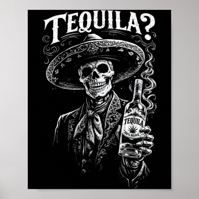 Funny Party Tequila Skeleton Drinking Party  Poster (Front)