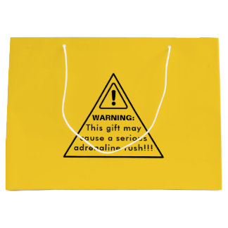 Funny Party Yellow Caution Sign Large Gift Bag