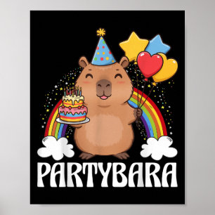 Funny Partybara Capybara Happy Birthday Kids Boys  Poster