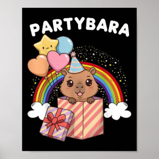 Funny Partybara Capybara Happy Birthday Kids Boys  Poster