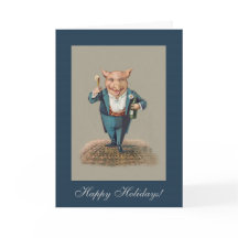 Funny Partying Pig - Vintage New Year/Christmas