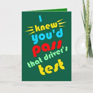 funny passing drivers test congratulations card