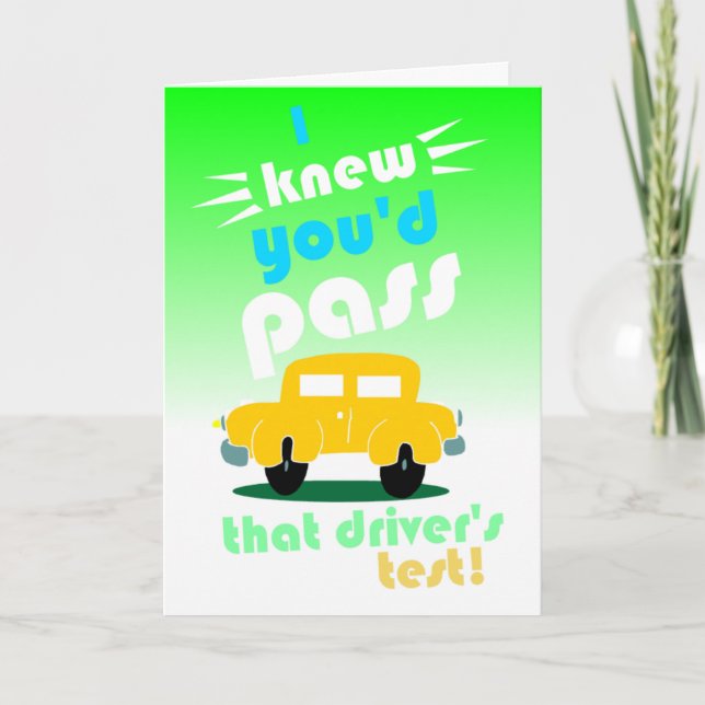 funny passing drivers test congratulations card (Front)