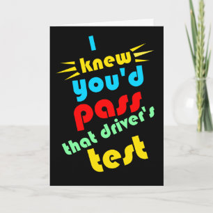 funny passing drivers test congratulations card