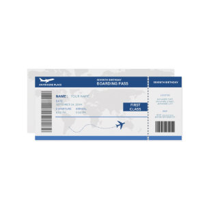 Funny passport, boarding pass ticket 7th birthday invitation