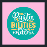 Funny Pasta Pun Pastel Kitchen Typography Art Poster<br><div class="desc">Colourful typography art with retro and vibrant colours. Funny puns and quotes about food,  cooking,  baking and dining. Perfect decoration for your kitchen,  diner,  café,  bakery shop or restaurant. Background colour (the circle and the square) is customisable via the Design Tool.</div>