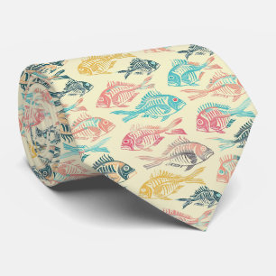 Funny Pastel Fishbone Neck Tie