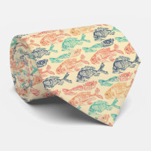 Funny Pastel Fishbone Neck Tie