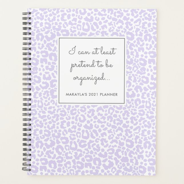 Funny Pastel Leopard Print Pattern Purple Planner (Front)