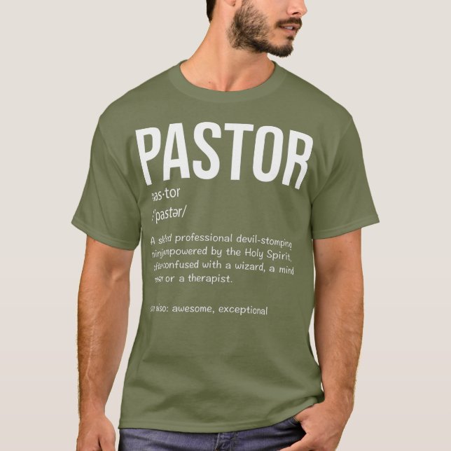 Funny Pastor Definition Gift Christian Preachers T-Shirt (Front)