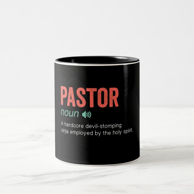 Funny Pastor Definition Two-Tone Coffee Mug (Center)