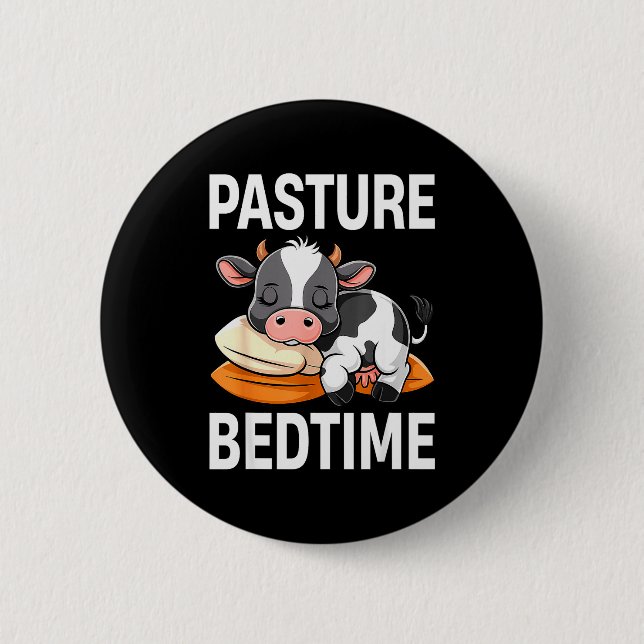 Funny Pasture Bedtime Cute Cow Pajamas Pj Sleep  6 Cm Round Badge (Front)