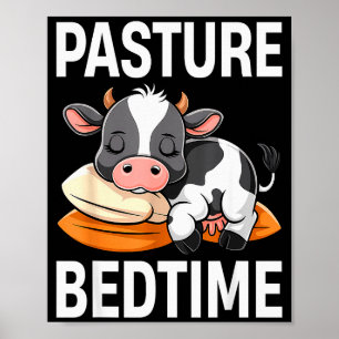 Funny Pasture Bedtime Cute Cow Pajamas Pj Sleep  Poster
