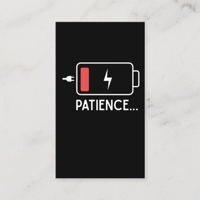 Funny Patience Mum and Dad Low Battery New Baby Business Card (Front)