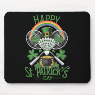 Funny Patricks Day Badminton Costume Four-leaf Clo Mouse Mat