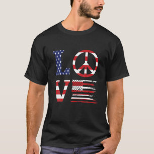 Funny Patriotic 4th Of July Love American Flag Pea T-Shirt