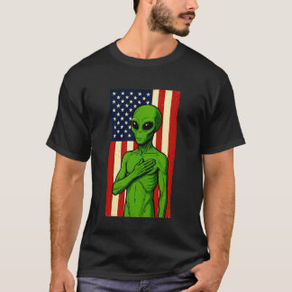 Funny Patriotic Alien US Flag Extraterrestrial T-Shirt
