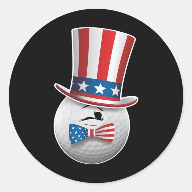 Funny Patriotic America Flag Golf 4th Of July Mum  Classic Round Sticker (Front)