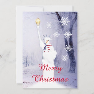 Funny Patriotic American snowman Xmas Holiday Card