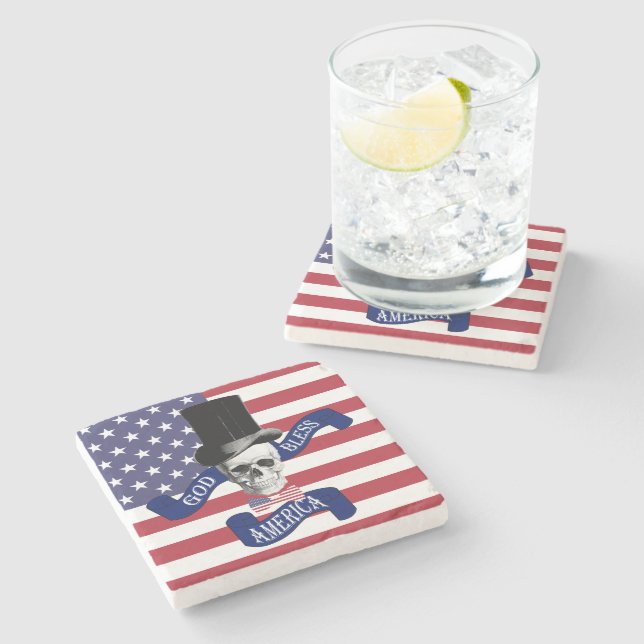 Funny patriotic American Stone Coaster (Side)