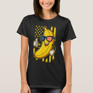 Funny Patriotic Banana American Flag Sungles Retro T-Shirt