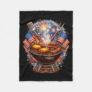 Funny Patriotic Bbq Lovers 4th Of July Usa Flag Fleece Blanket