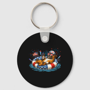 Funny Patriotic Boxer Beer Floatie Usa Flag 4th Of Key Ring