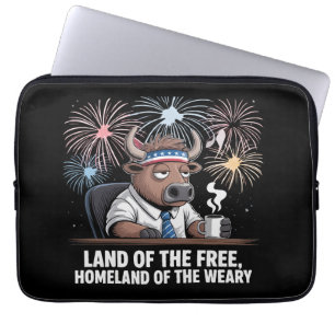 Funny Patriotic Buffalo Tired Office Worker Laptop Sleeve