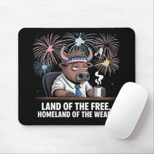 Funny Patriotic Buffalo Tired Office Worker Mouse Mat