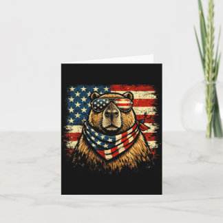 Funny Patriotic Capybara Aaamerican Flag 4th Of Card
