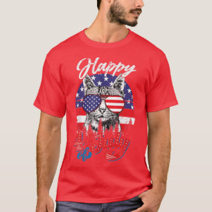 Funny Patriotic Cat Happy 4th of July Independence T-Shirt