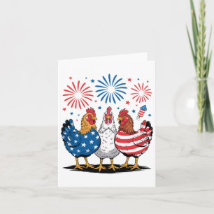 Funny Patriotic Chickens Usa Flag 4th Of July Chic Card