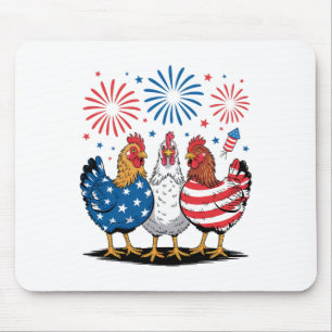 Funny Patriotic Chickens Usa Flag 4th Of July Chic Mouse Mat