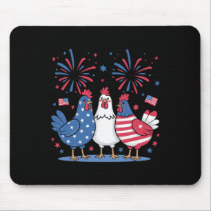 Funny Patriotic Chickens Usa Flag 4th Of July Chic Mouse Mat