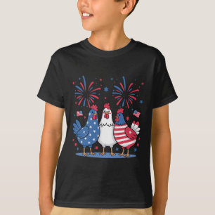 Funny Patriotic Chickens Usa Flag 4th Of July Chic T-Shirt