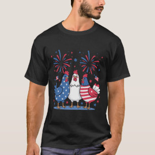 Funny Patriotic Chickens Usa Flag 4th Of July Chic T-Shirt