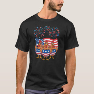 Funny Patriotic Chickens USA Flag 4th of July T-Shirt
