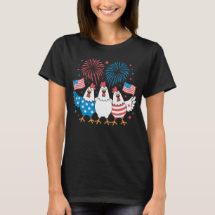 Funny Patriotic Chickens USA Flag 4th of July T-Shirt