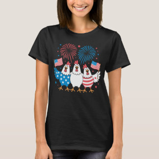 Funny Patriotic Chickens USA Flag 4th of July T-Shirt