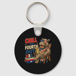 Funny Patriotic Chill The Fourth Out Hippo 4th Of Key Ring
