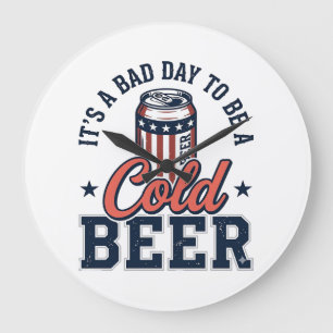 Funny Patriotic Cold Beer Vintage Vector Shirt Des Large Clock