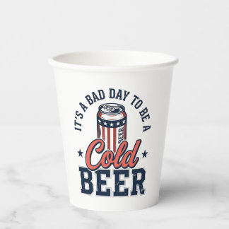 Funny Patriotic Cold Beer Vintage Vector Shirt Des Paper Cups