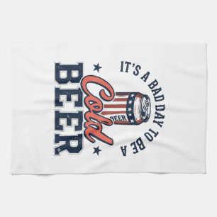 Funny Patriotic Cold Beer Vintage Vector Shirt Des Tea Towel