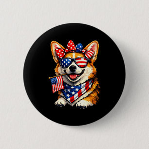 Funny patriotic corgi dog american flag graphicFun 6 Cm Round Badge