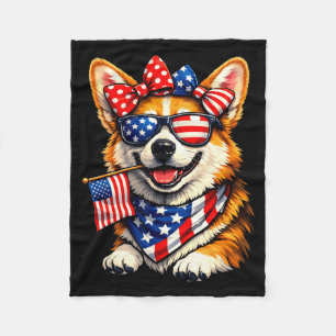 Funny patriotic corgi dog american flag graphicFun Fleece Blanket