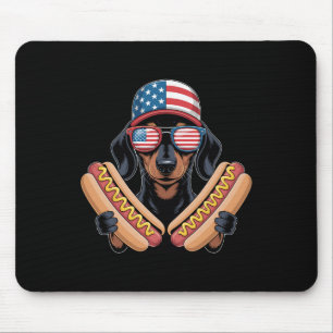 Funny Patriotic Dachshund 4th Of July Hotdog Ameri Mouse Mat